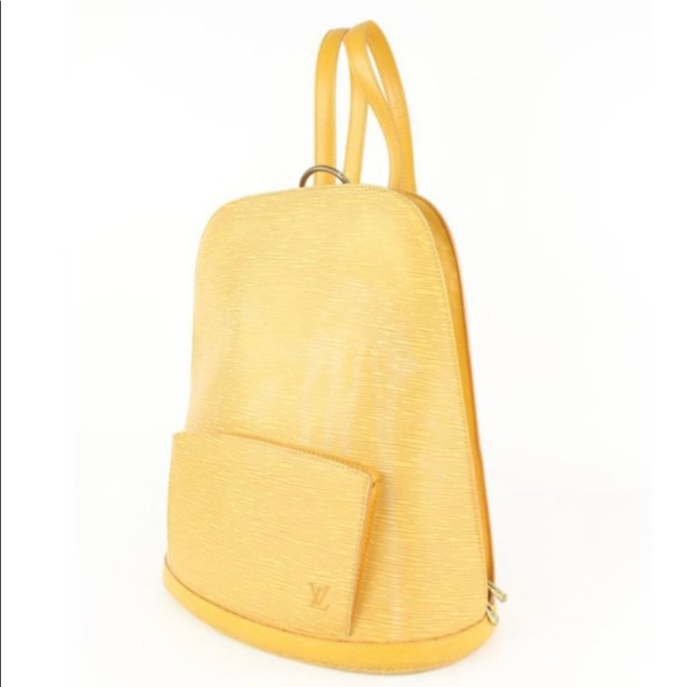 💛 LOUIS VUITTON - Vintage EPI Yellow Gobelins Large Leather backpack
